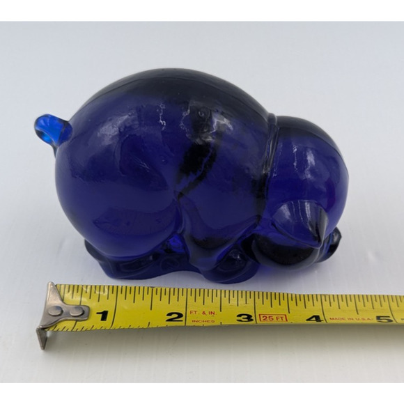 Heisey by Imperial Glass Cobalt Blue Pig Sow Figurine - CHIPPED - Picture 9 of 10